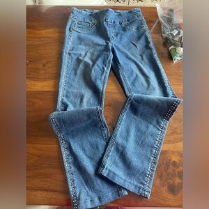 Joseph Ribkoff Blue bootcut Jeans with rhinestone Trim